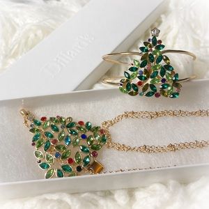 ❤️ Merry & Bright Embellished Gem Christmas Tree Necklace Jewelry